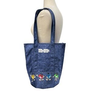 Vintage 1997 M&M’S Mars Canvas Graphic Tote Bag Blue Tie Dye